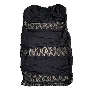 Torrid Strapless Dress Women’s Plus Size 2 Black Sweetheart Neckline Lace Ruched